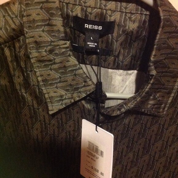 Reiss Men's Long Sleeve Brown Light Weight Shirt - Large - New with Tags - Picture 3 of 9